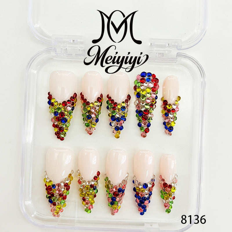8136-MYY's designer original high-end design customized luxury hand-painted wearable nail art
