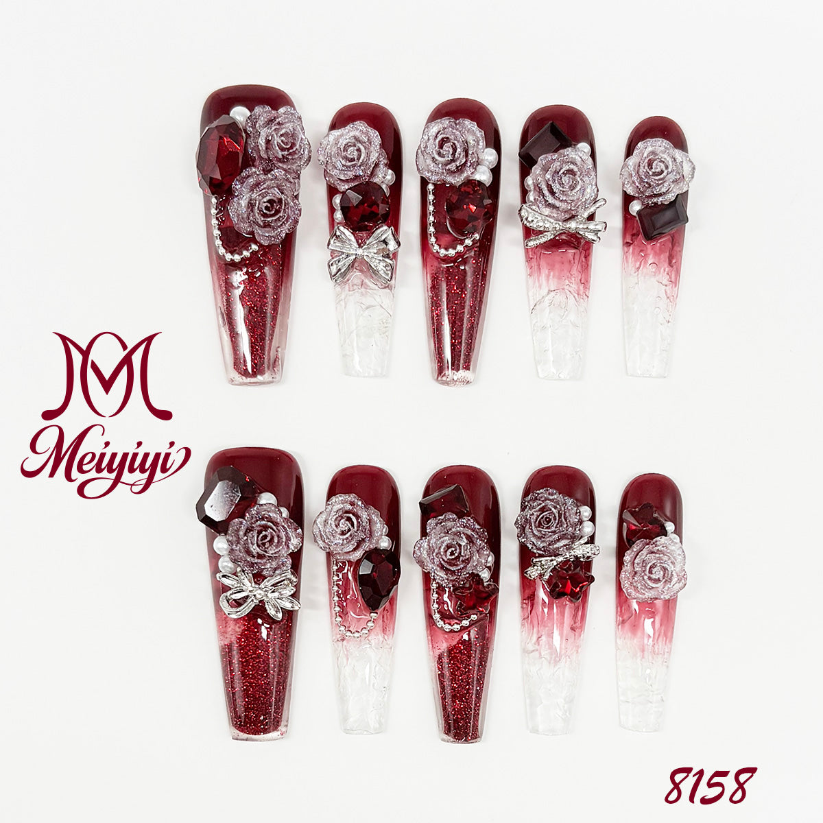 8158-MYY's designer original high-end design customized luxury hand-painted wearable nail art