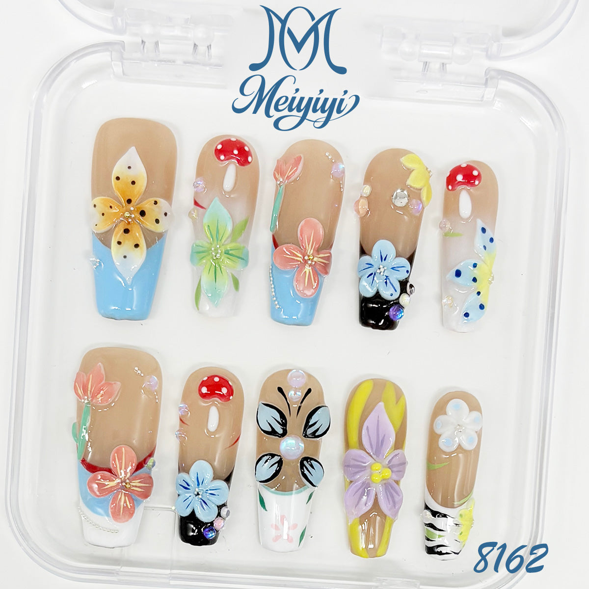 8162-MYY's designer original high-end design customized luxury hand-painted wearable nail art
