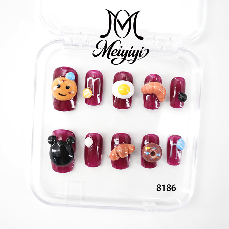 8186-MYY's designer original high-end design customized luxury hand-painted wearable nail art