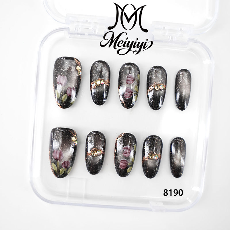 8190-MYY's designer original high-end design customized luxury hand-painted wearable nail art