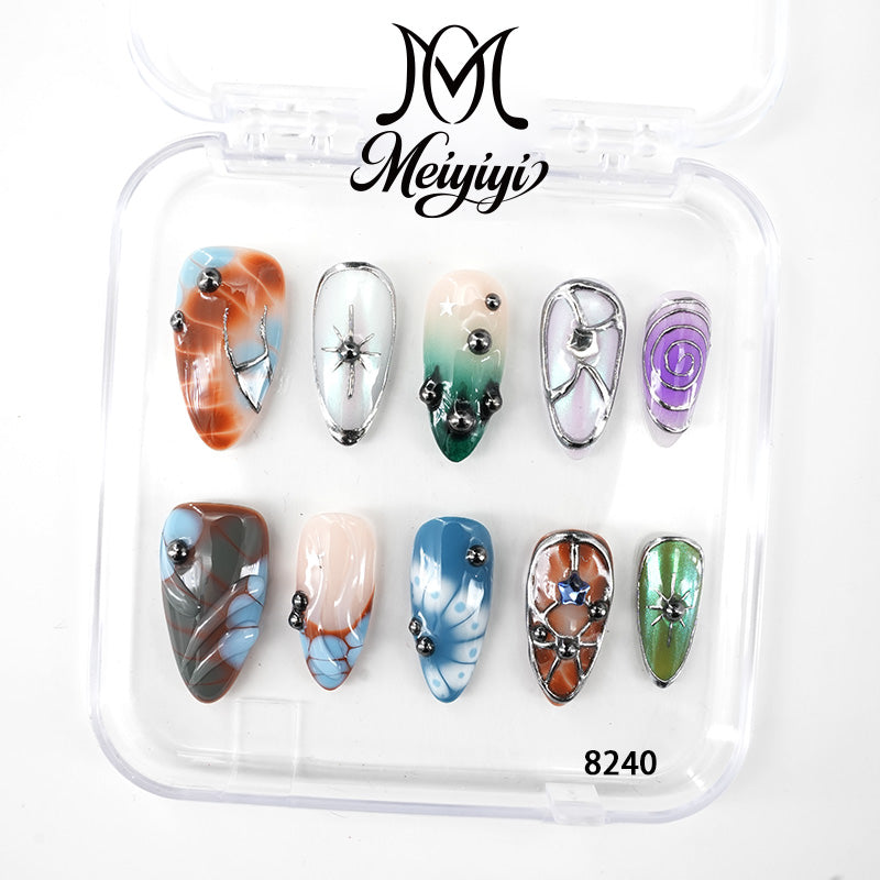 8240-MYY's designer original high-end design customized luxury hand-painted wearable nail art