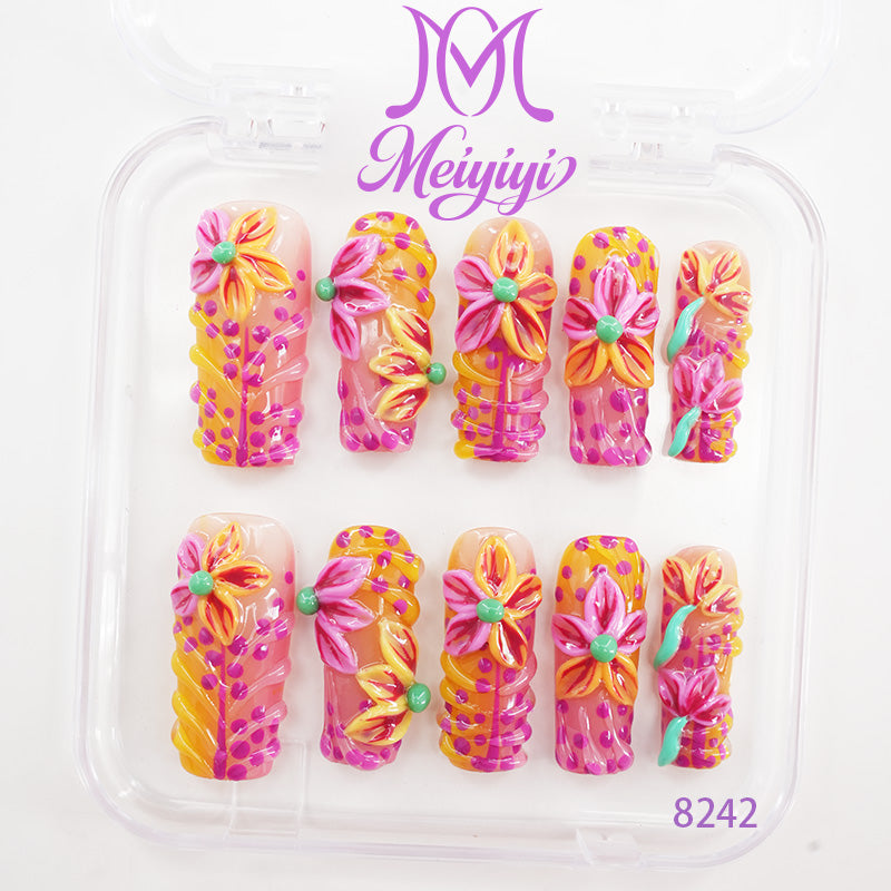 8242-MYY's designer original high-end design customized luxury hand-painted wearable nail art