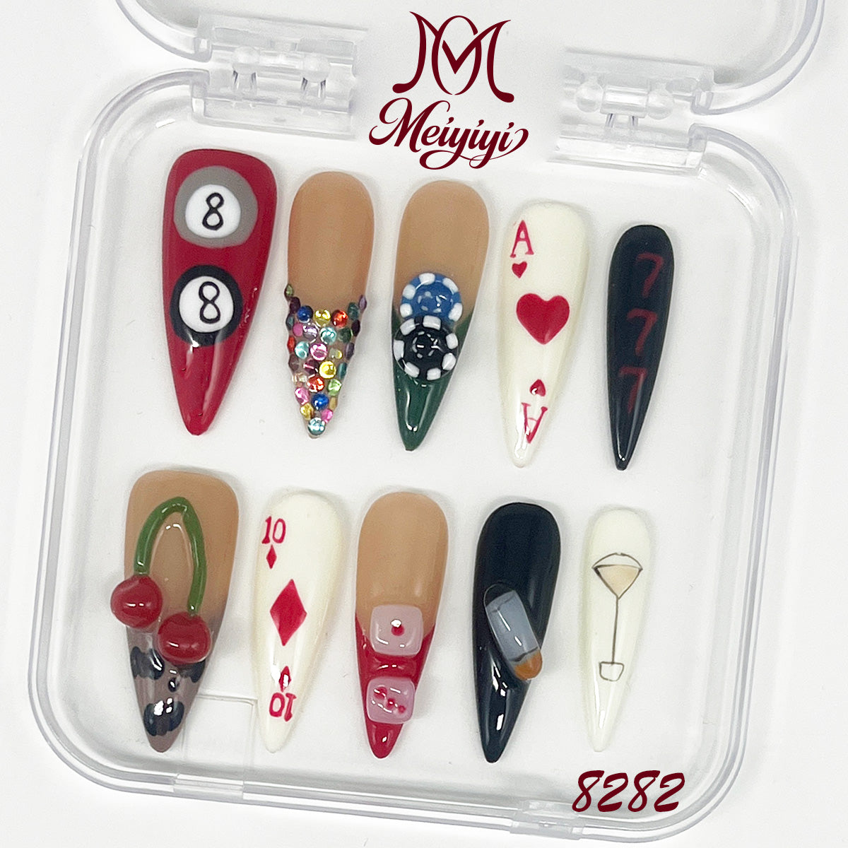 8282-MYY's designer original high-end design customized luxury hand-painted wearable nail art