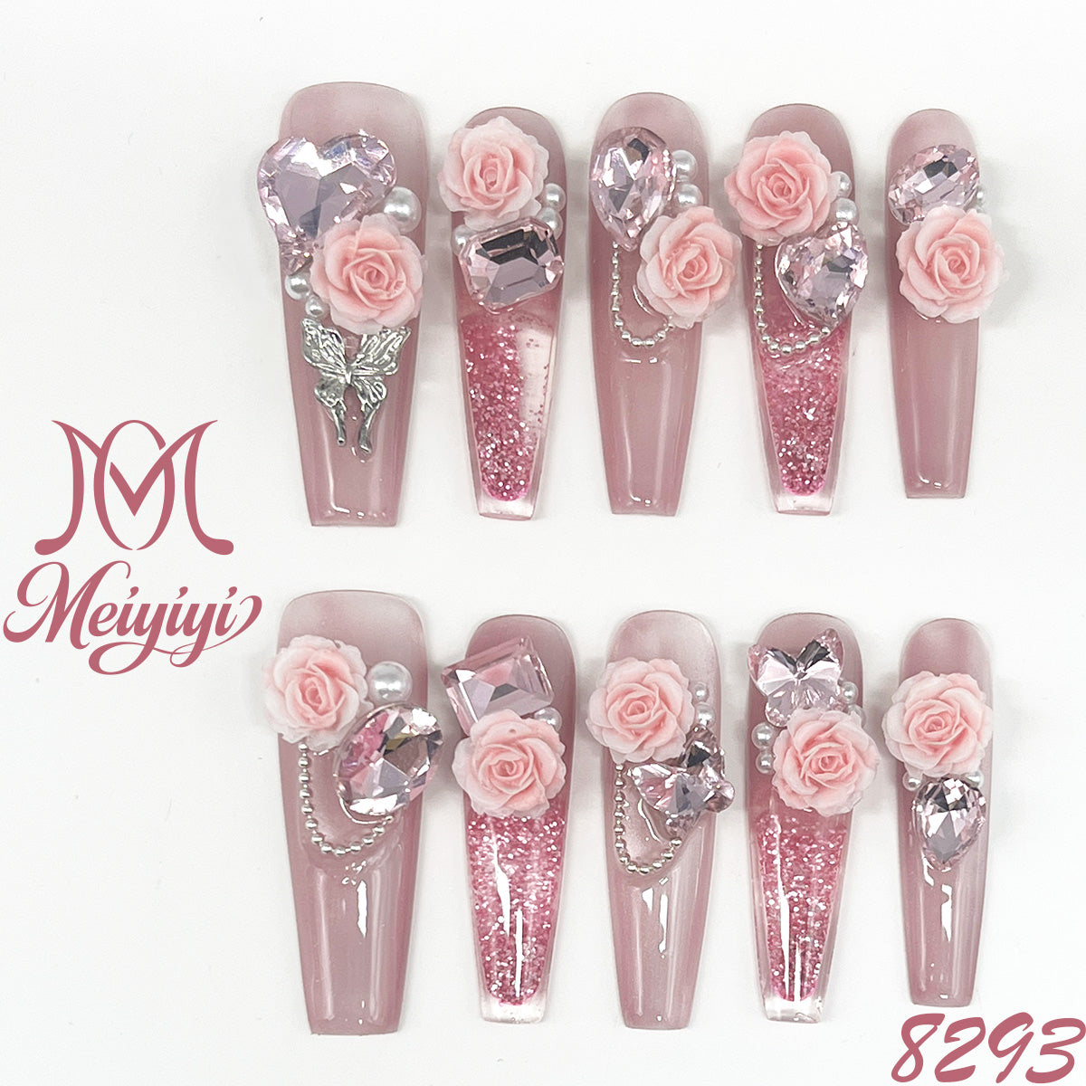 8293-MYY's designer original high-end design customized luxury hand-painted wearable nail art
