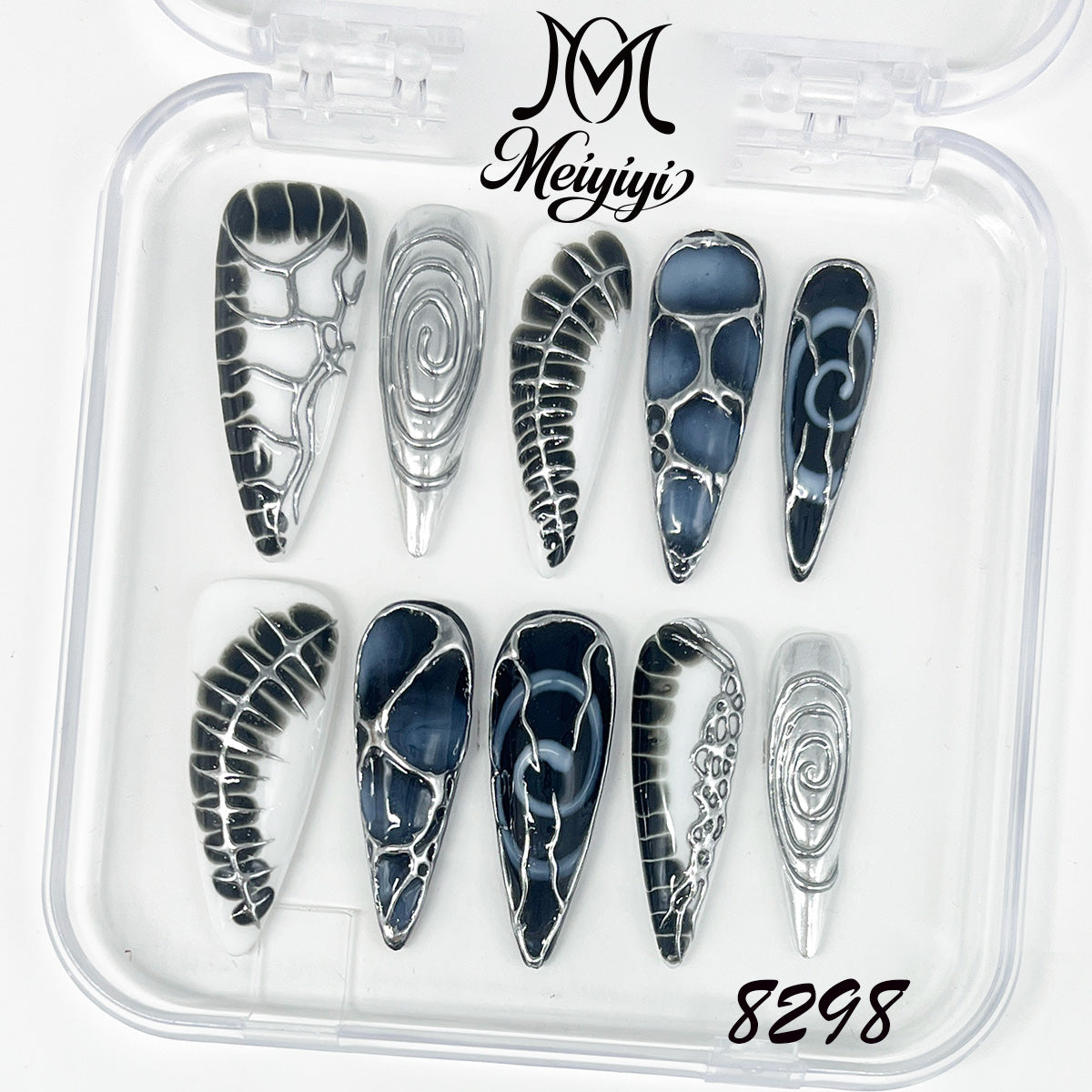 8298-MYY's designer original high-end design customized luxury hand-painted wearable nail art