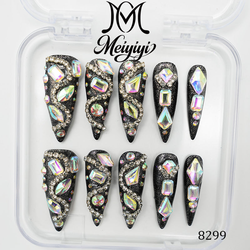 8299-MYY's designer original high-end design customized luxury hand-painted wearable nail art