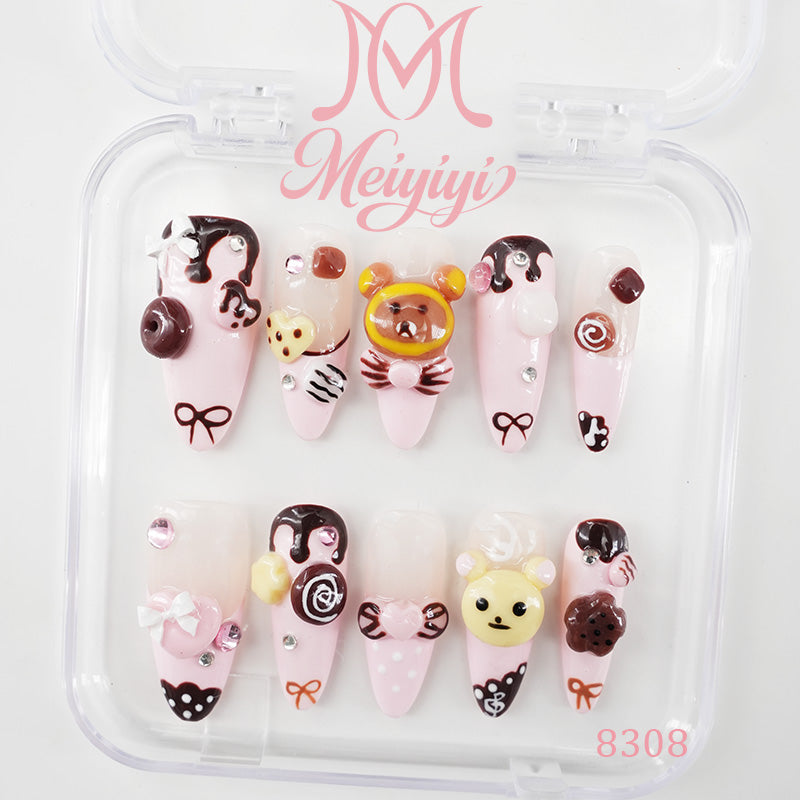 8308-MYY's designer original high-end design customized luxury hand-painted wearable nail art