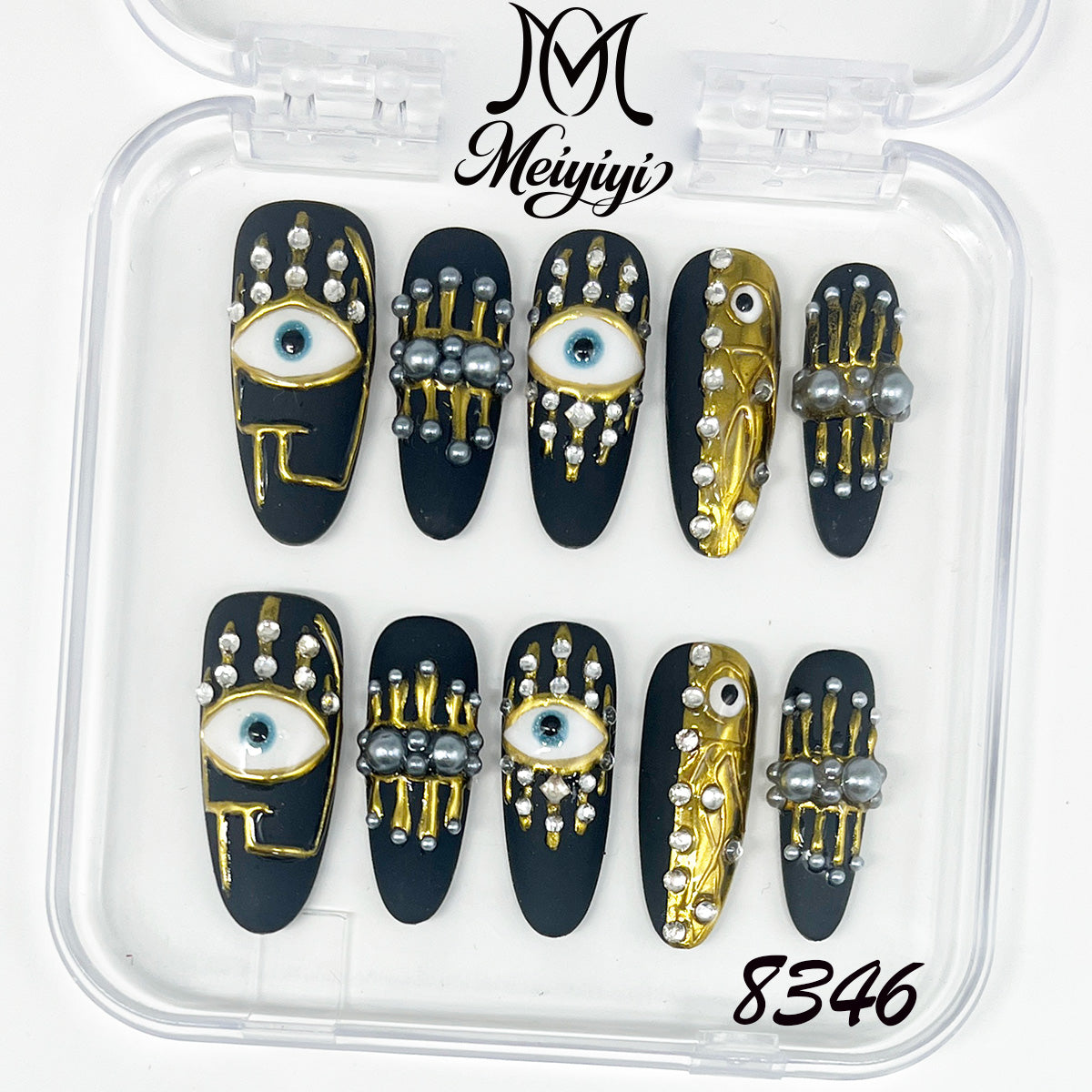 8346-MYY's designer original high-end design customized luxury hand-painted wearable nail art