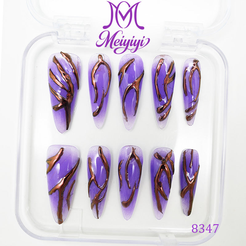 8347-MYY's designer original high-end design customized luxury hand-painted wearable nail art