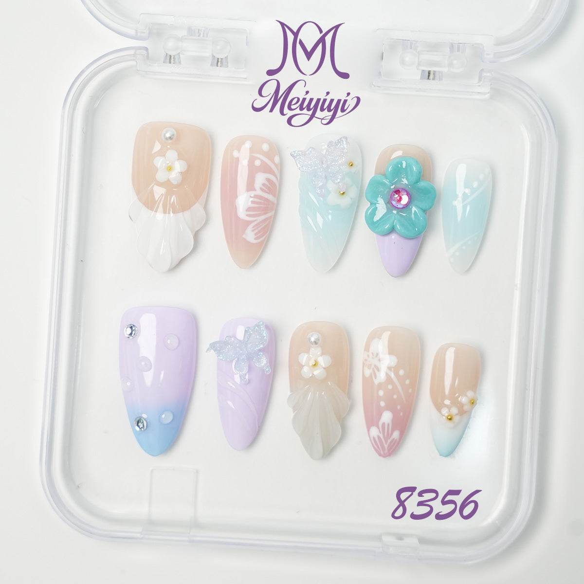 8356-MYY's designer original high-end design customized luxury hand-painted wearable nail art