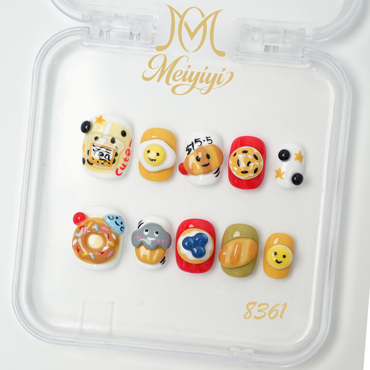 8361-MYY's designer original high-end design customized luxury hand-painted wearable nail art