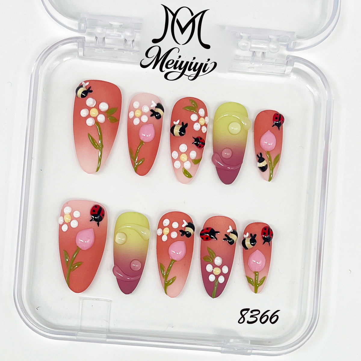 8366-MYY's designer original high-end design customized luxury hand-painted wearable nail art