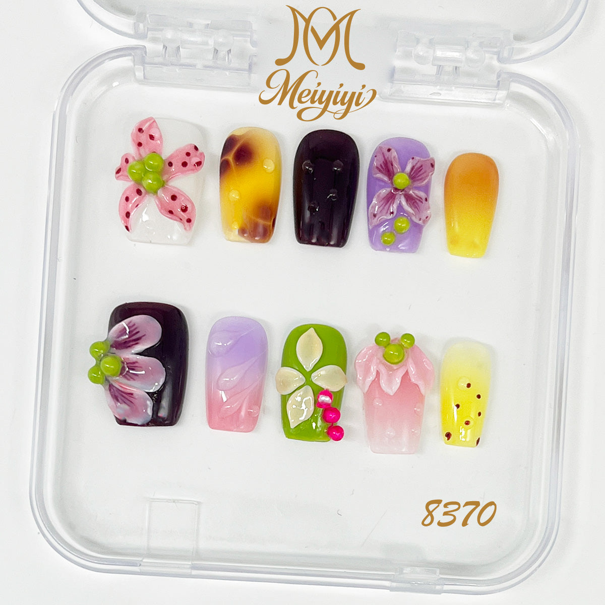 8370-MYY's designer original high-end design customized luxury hand-painted wearable nail art