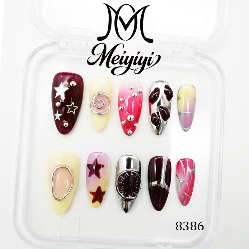 8386-MYY's designer original high-end design customized luxury hand-painted wearable nail art