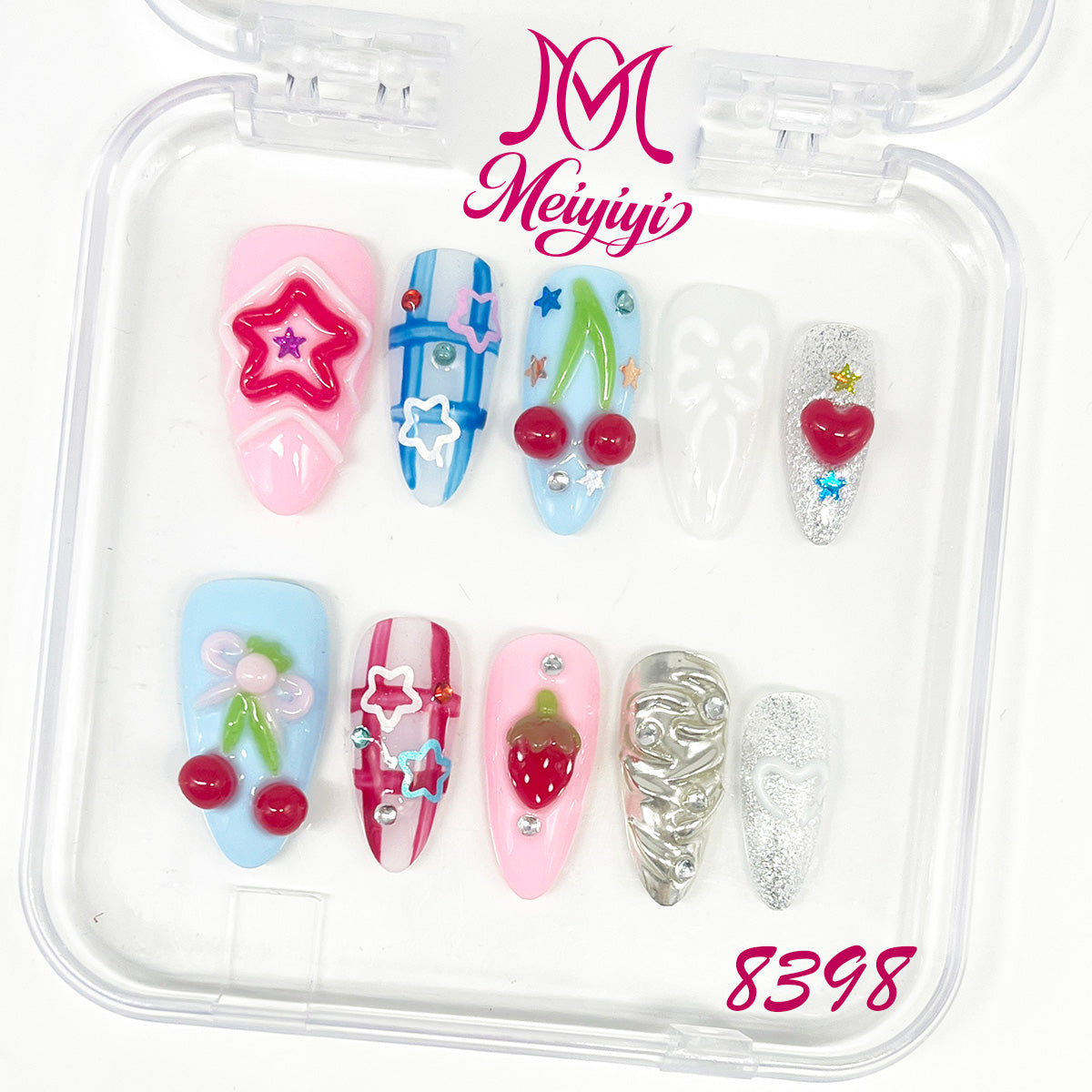 8398-MYY's designer original high-end design customized luxury hand-painted wearable nail art
