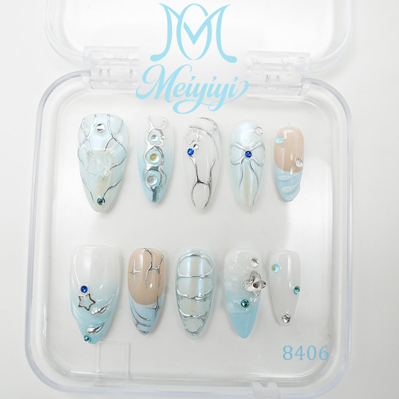 8406-MYY's designer original high-end design customized luxury hand-painted wearable nail art