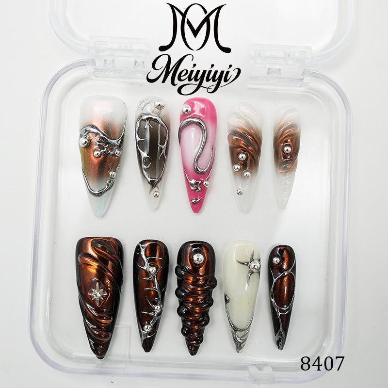 8407-MYY's designer original high-end design customized luxury hand-painted wearable nail art