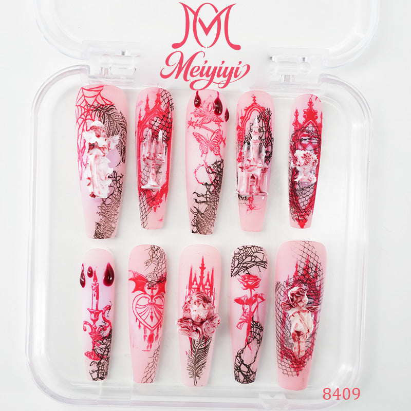8409-MYY's designer original high-end design customized luxury hand-painted wearable nail art