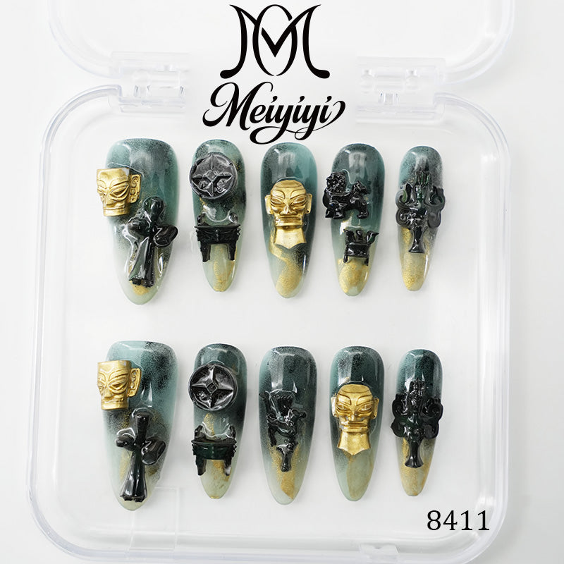 8411-MYY's designer original high-end design customized luxury hand-painted wearable nail art