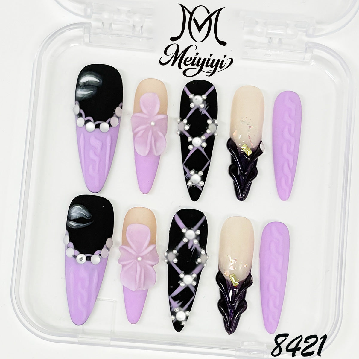 8421-MYY's designer original high-end design customized luxury hand-painted wearable nail art