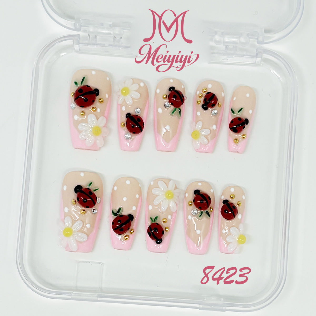 8423-MYY's designer original high-end design customized luxury hand-painted wearable nail art