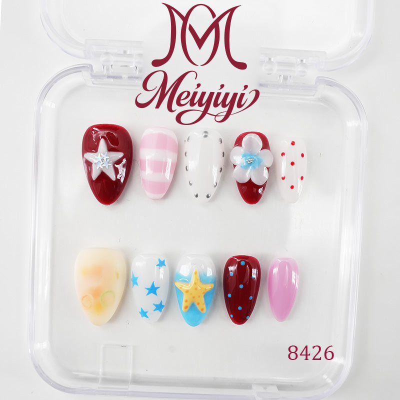8426-MYY's designer original high-end design customized luxury hand-painted wearable nail art