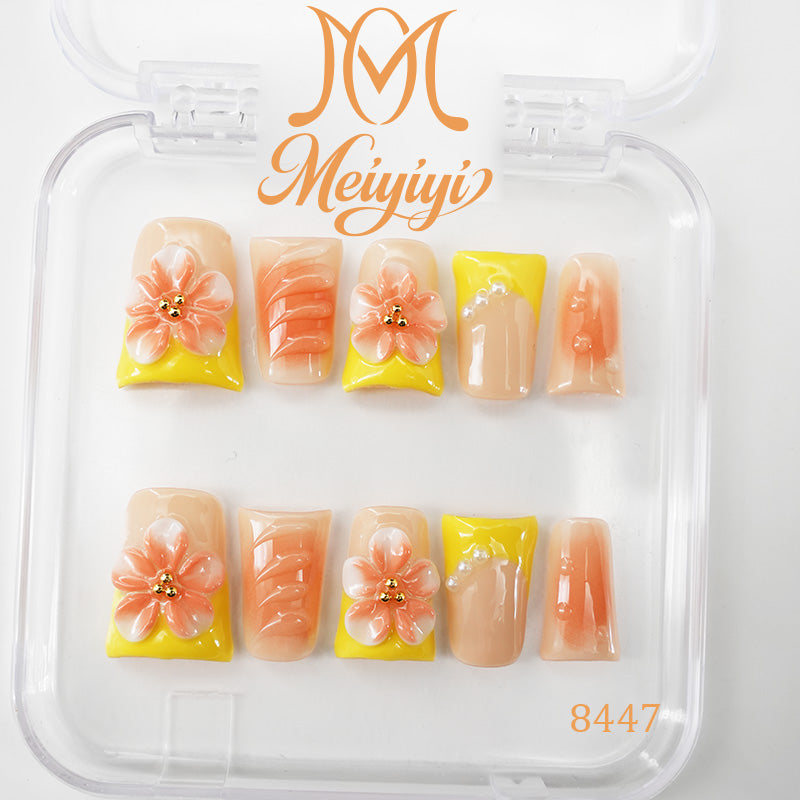 8447-MYY's designer original high-end design customized luxury hand-painted wearable nail art