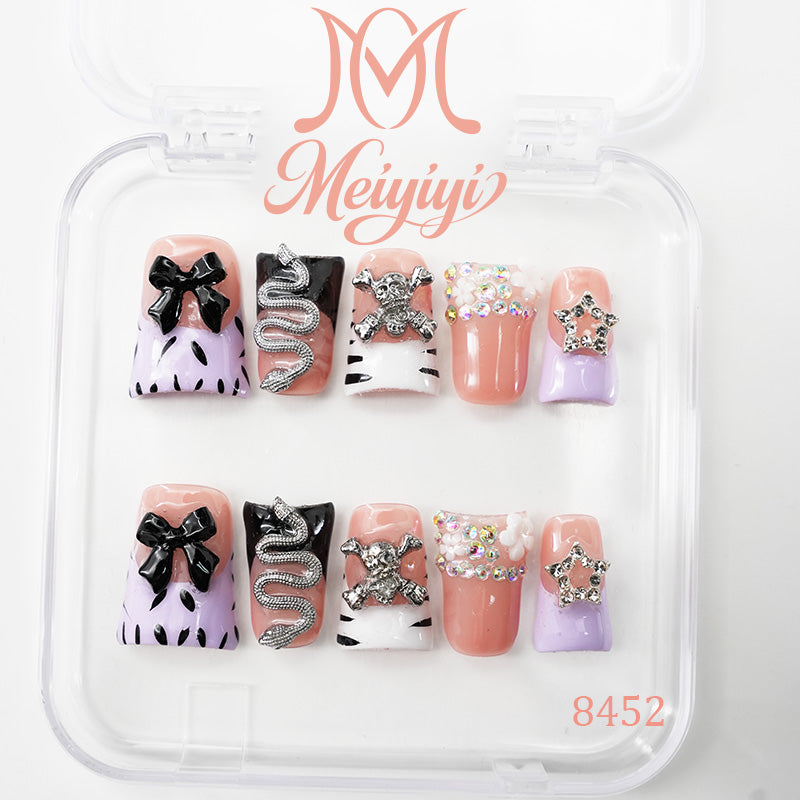 8452-MYY's designer original high-end design customized luxury hand-painted wearable nail art