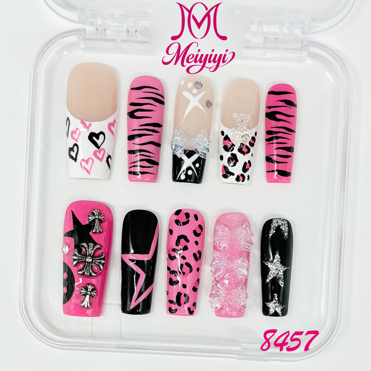 8457-MYY's designer original high-end design customized luxury hand-painted wearable nail art