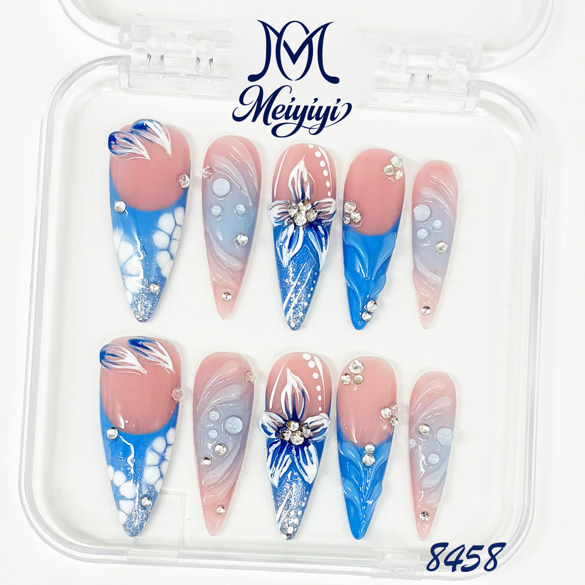 8458-MYY's designer original high-end design customized luxury hand-painted wearable nail art