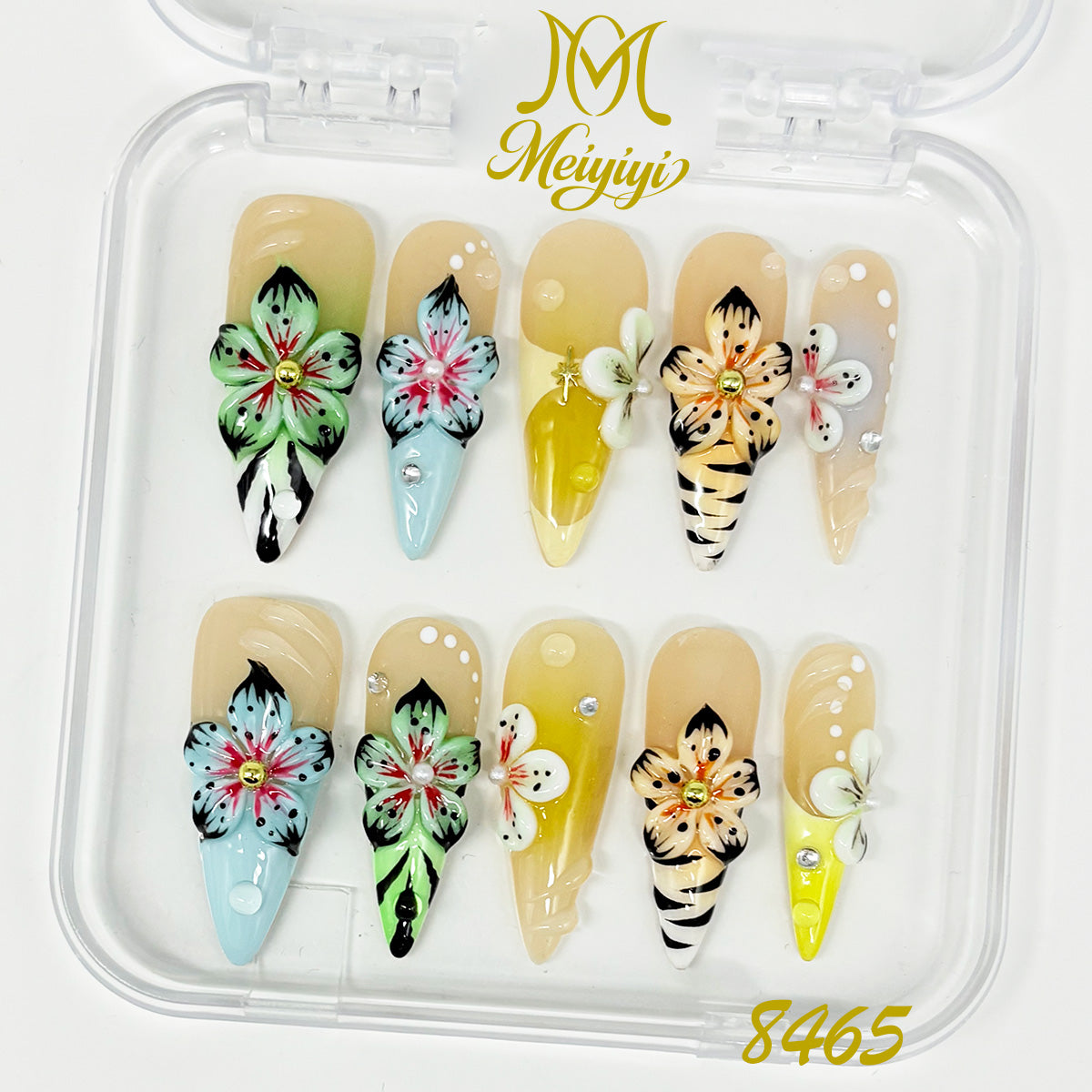 8465-MYY's designer original high-end design customized luxury hand-painted wearable nail art