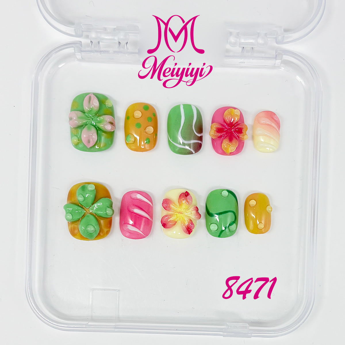 8471-MYY's designer original high-end design customized luxury hand-painted wearable nail art