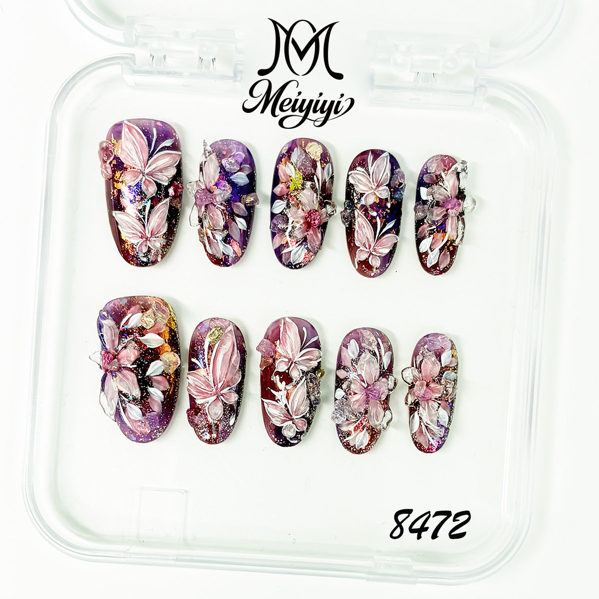 8472-MYY's designer original high-end design customized luxury hand-painted wearable nail art