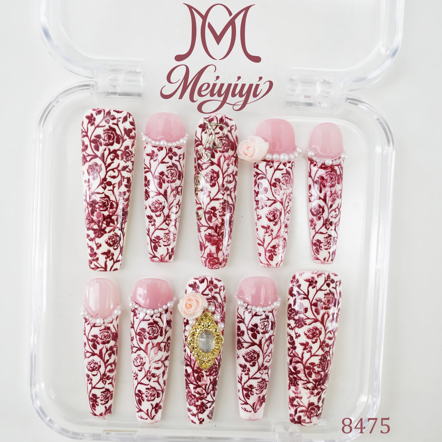 8475-MYY's designer original high-end design customized luxury hand-painted wearable nail art
