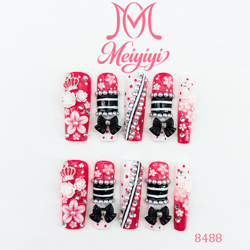 8488-MYY's designer original high-end design customized luxury hand-painted wearable nail art