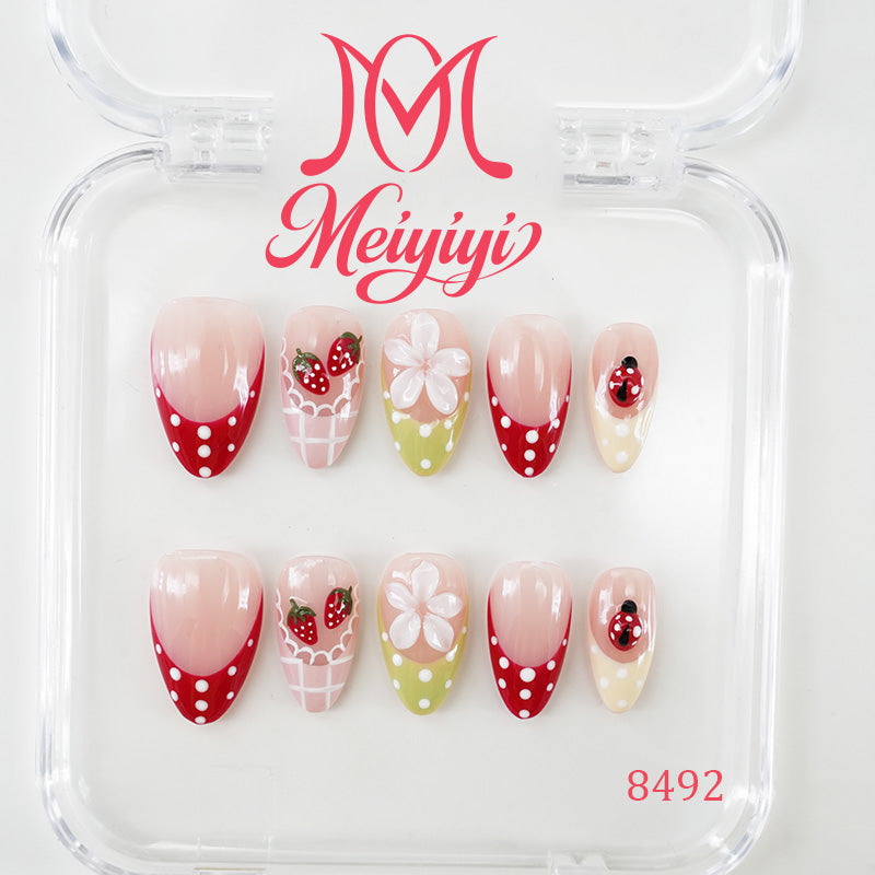 8492-MYY's designer original high-end design customized luxury hand-painted wearable nail art