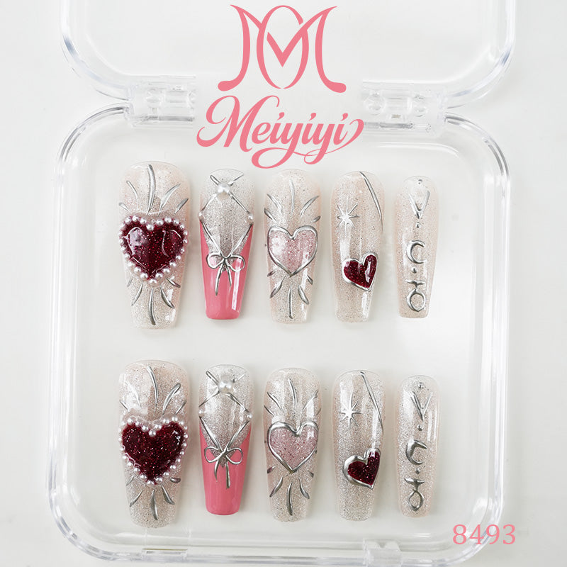 8493-MYY's designer original high-end design customized luxury hand-painted wearable nail art