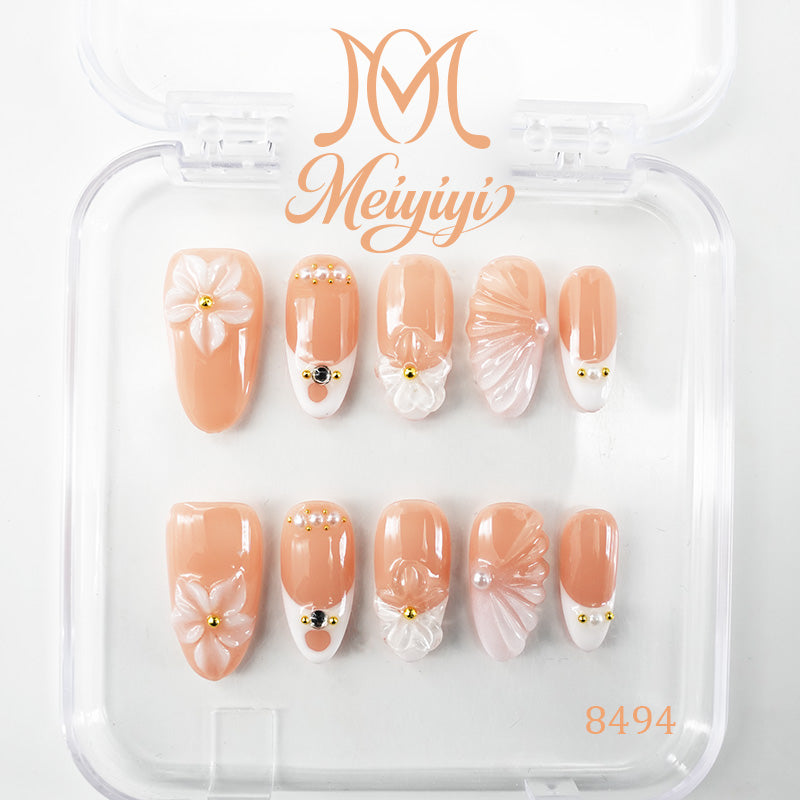 8494-MYY's designer original high-end design customized luxury hand-painted wearable nail art