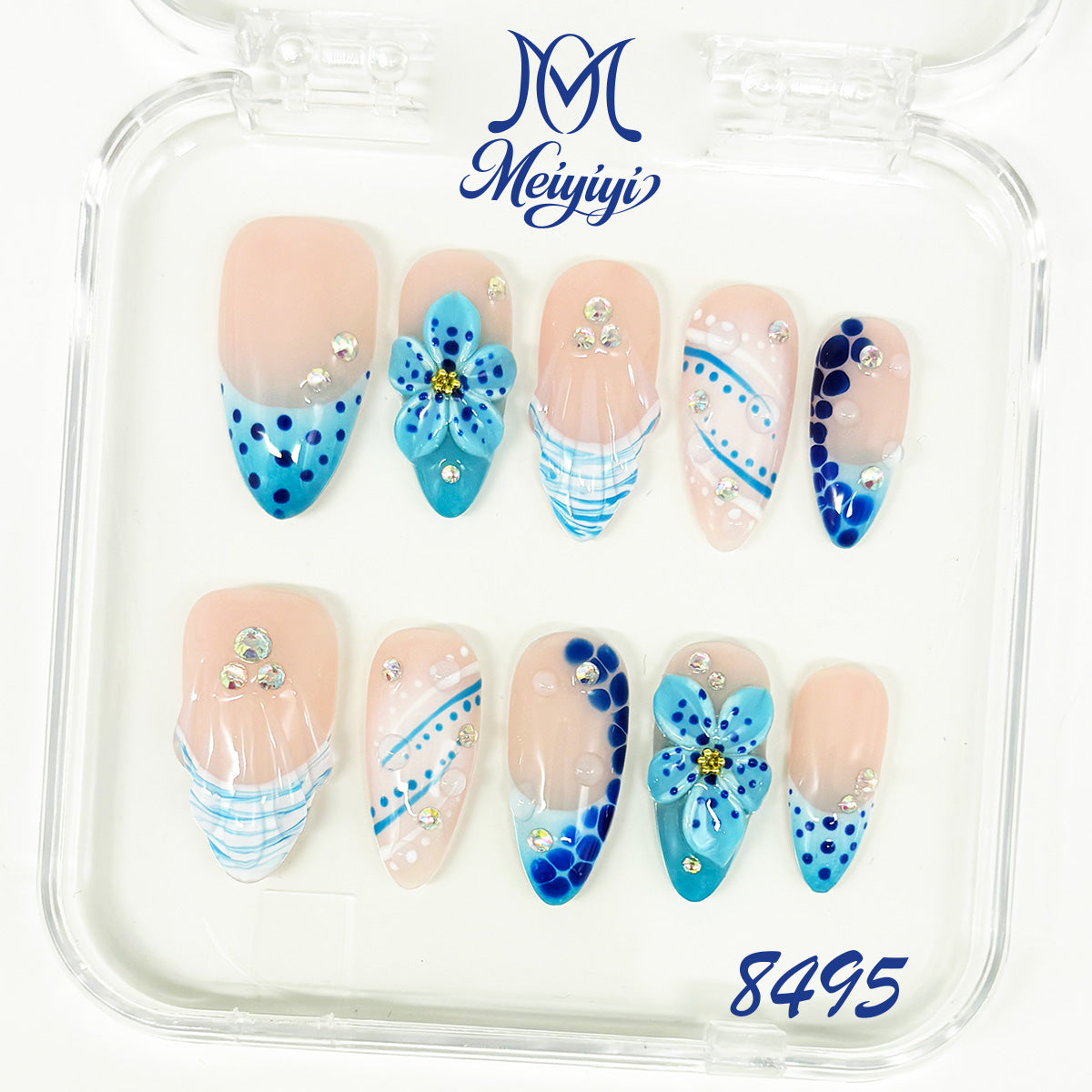 8495-MYY's designer original high-end design customized luxury hand-painted wearable nail art