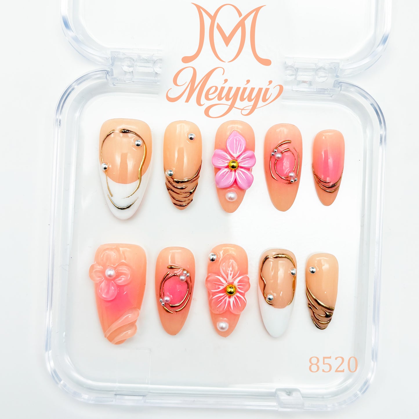 8520-MYY's designer original high-end design customized luxury hand-painted wearable nail art