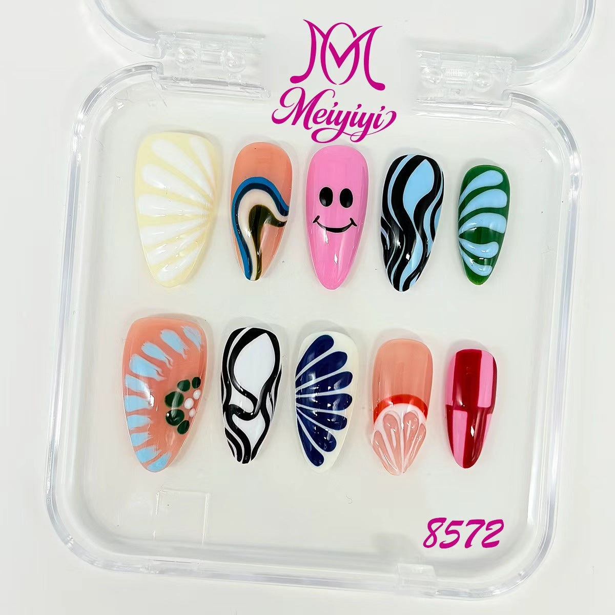 8572-MYY's designer original high-end design customized luxury hand-painted wearable nail art