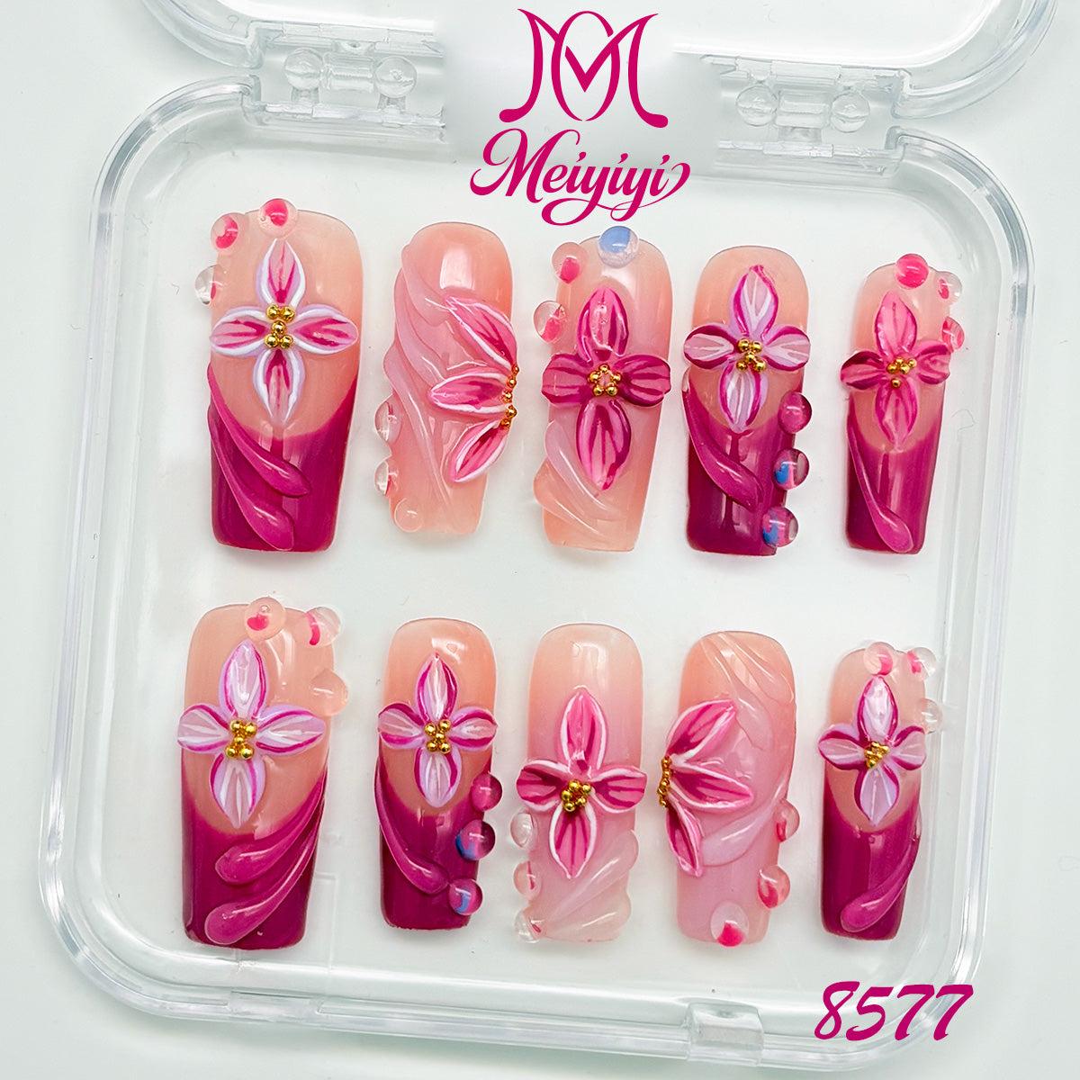 8577-MYY's designer original high-end design customized luxury hand-painted wearable nail art