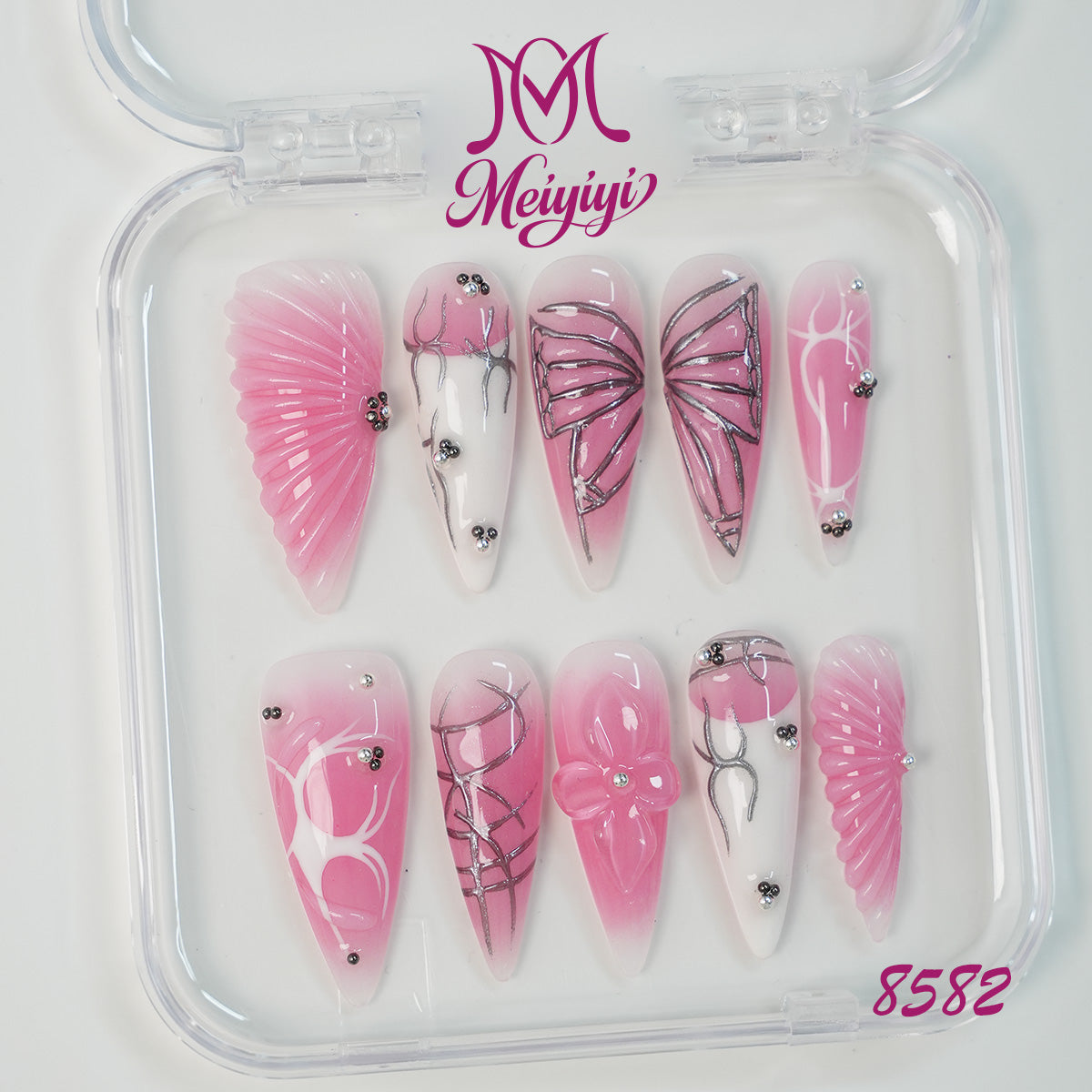 8582-MYY's designer original high-end design customized luxury hand-painted wearable nail art