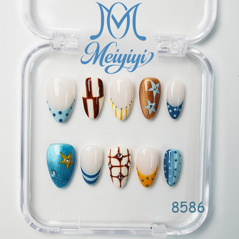 8586-MYY's designer original high-end design customized luxury hand-painted wearable nail art