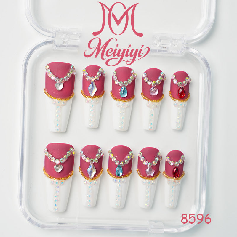 8596-MYY's designer original high-end design customized luxury hand-painted wearable nail art