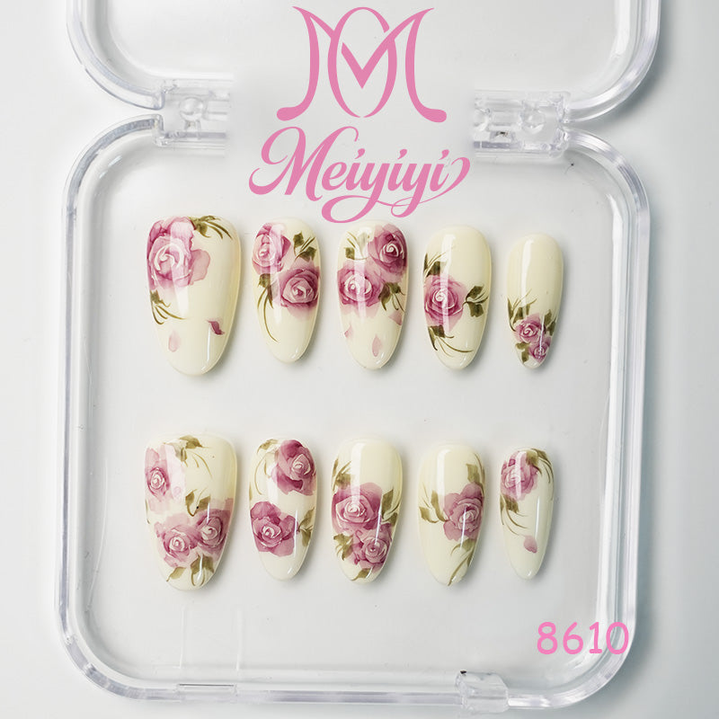 8610-MYY's designer original high-end design customized luxury hand-painted wearable nail art