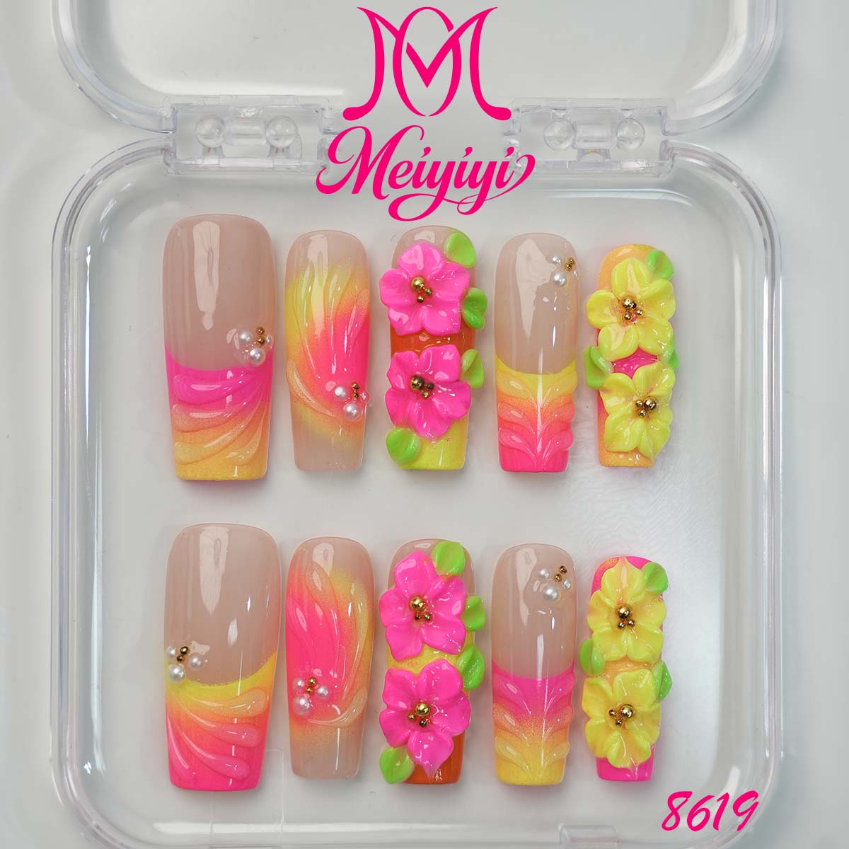 8619-MYY's designer original high-end design customized luxury hand-painted wearable nail art
