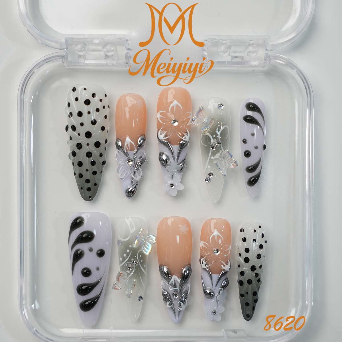 8620-MYY's designer original high-end design customized luxury hand-painted wearable nail art