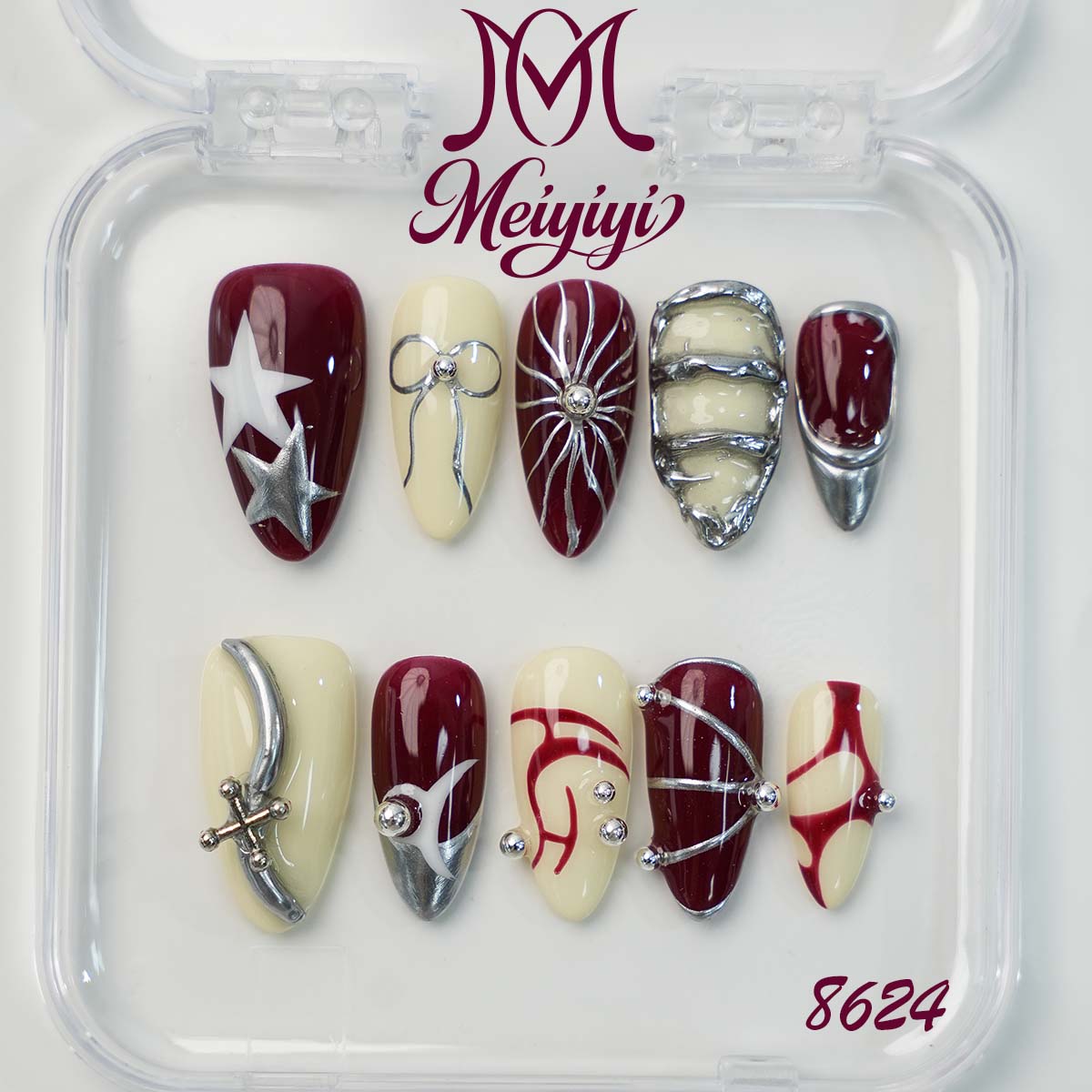 8624-MYY's designer original high-end design customized luxury hand-painted wearable nail art